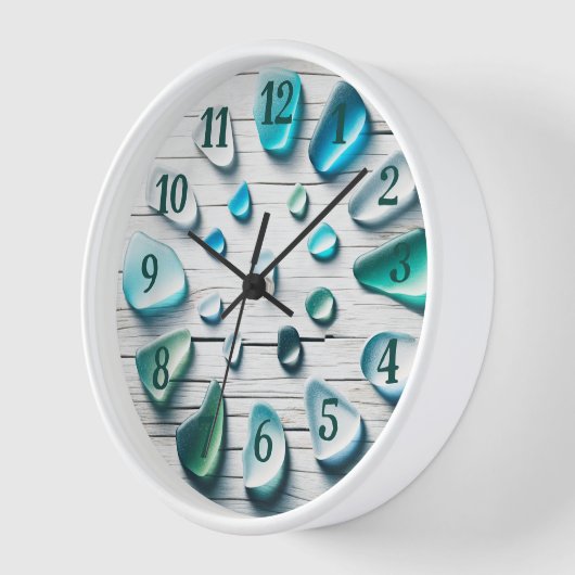 流木と海ガラス 壁時計 (傾斜)