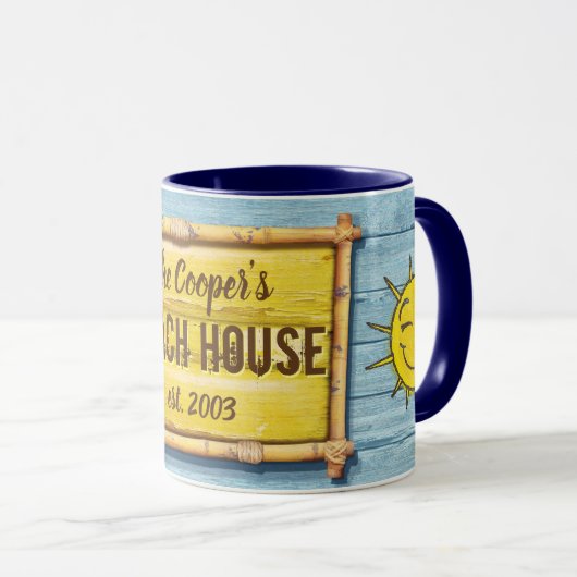 流木のビーチハウス家族の印のコーヒー・マグ マグカップ (正面右)