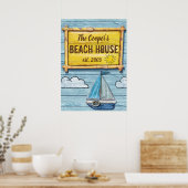 流木のビーチハウス家族の印ポスター ポスター (キッチン)