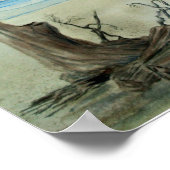 流木のビーチ水彩ポスター ポスター (角)