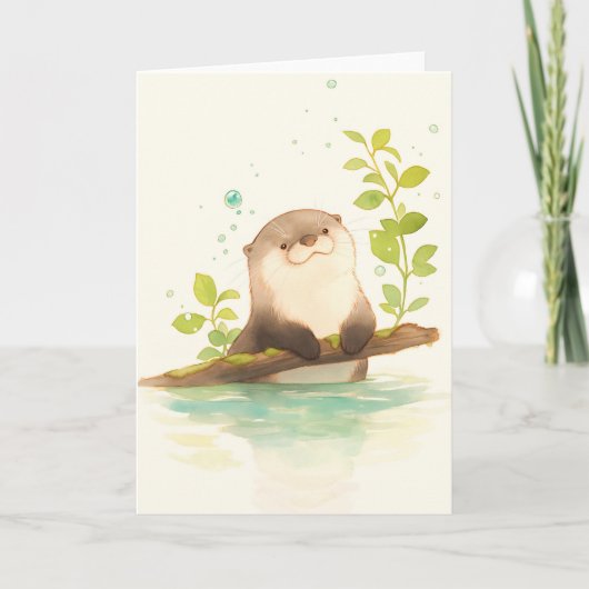 流木の夢に浮かぶカワウソ カード (正面)