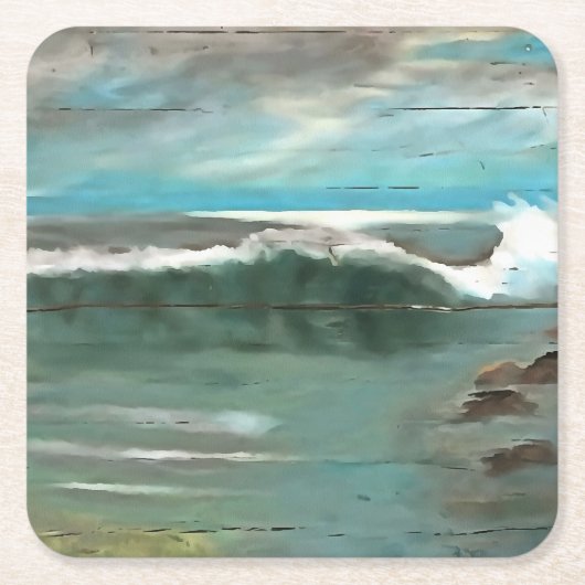 流木の海のアートに波を作る スクエアペーパーコースター (正面)