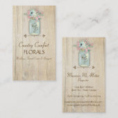 流木の納屋の木製の素朴なメーソンジャーの庭の花柄 名刺 (正面/裏面)