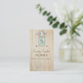 流木の納屋の木製の素朴なメーソンジャーの庭の花柄 名刺 (スタンド正面)