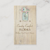 流木の納屋の木製の素朴なメーソンジャーの庭の花柄 名刺 (正面)
