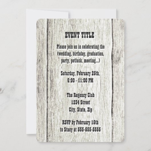 流木の背景招待状 招待状 (正面)