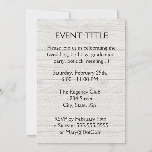 流木の背景 招待状 (正面)