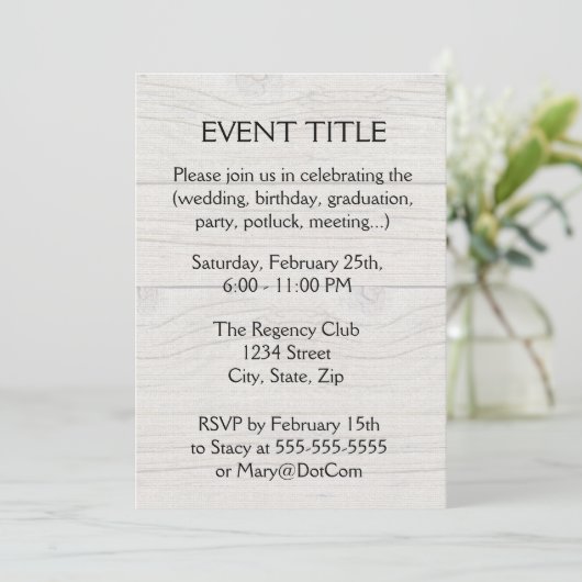 流木の背景 招待状 (スタンド正面)