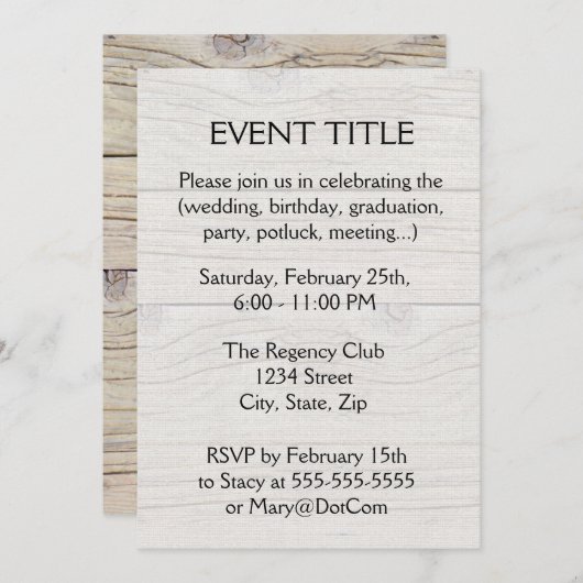 流木の背景 招待状 (正面/裏面)