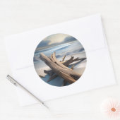 流木をビーチ。 ラウンドシール (封筒)