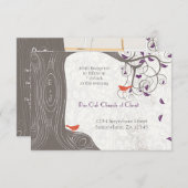流木タンゲリンバードパープルリーフ結婚ズ 招待状 (正面/裏面)