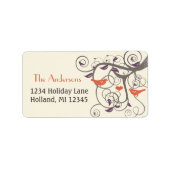 流木ツリーオレンジラブバード差出人住所 ラベル (正面)