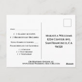 流木ビーチアーバーとバラウェディングRSVP ポストカード (裏面)