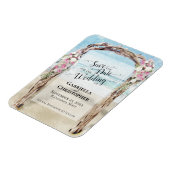 流木ビーチアーバーウェディング日付を保存 マグネット (左側)