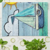 流木ビーチデザインヨットティータオル。 キッチンタオル (折り畳み)