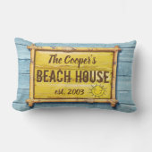 流木ビーチハウスサイン腰椎クッション。 ランバークッション (正面)