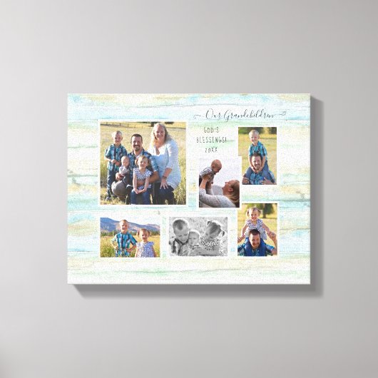 流木ビーチ私たちの孫ファミリー6写真 キャンバスプリント (正面)