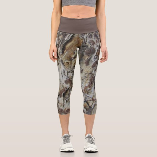 流木模様写真自然素朴木目 カプリレギンス (正面)