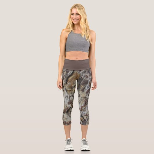 流木模様写真自然素朴木目 カプリレギンス (正面)