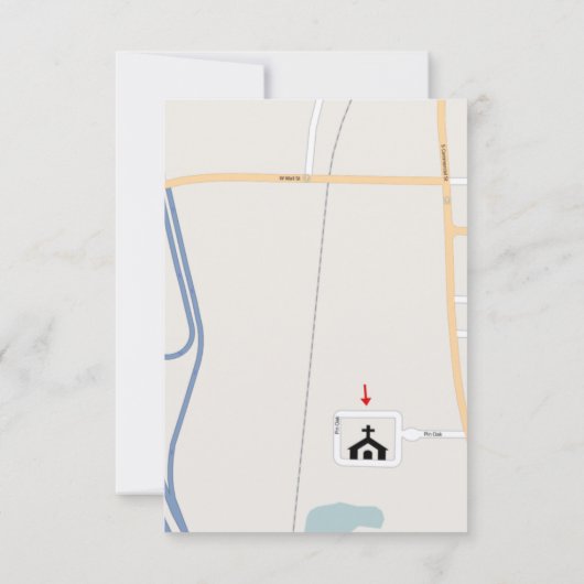 流木灰色コーラルオレンジツリースワール方向 招待状 (裏面)