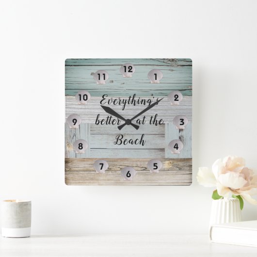 流木素朴や船酔いはビーチが良い スクエア壁時計 (ホーム)