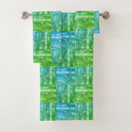 流木航海のヒトデ模様ブルーグリーン バスタオルセット