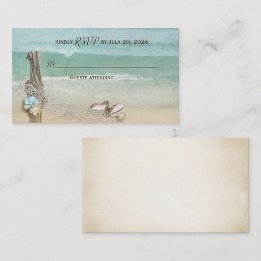 流木航海のビーチRSVP結婚の エンクロージャーカード (正面/裏面)