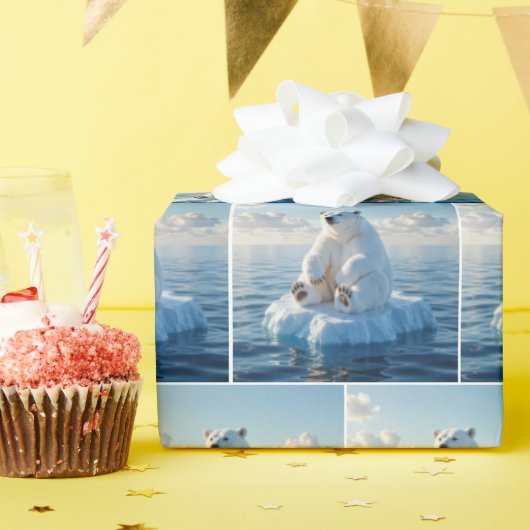 流氷の上のホッキョクグマ ラッピングペーパー (誕生日パーティー)