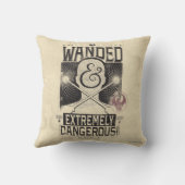 流浪し、極めて危険な人材指名手配ポスター – 黒 クッション (裏面)