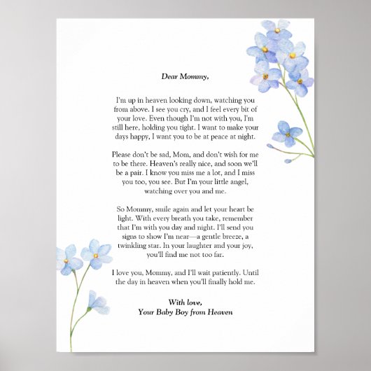 流産忘れ私はフローラの失いベビー詩 ポスター (正面)