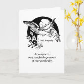 流産悔やみや弔慰ヴィンテージエンジェルイン白黒 カード (黄色い花)