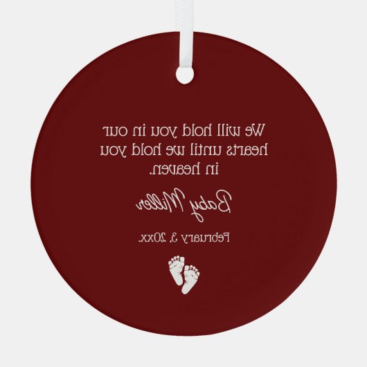 流産/ベビー損失記念碑 ガラスオーナメント (裏面)