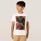 流線形の抽象デザインアートプリント Tシャツ (正面フル)