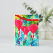 流血のハートの花のアート ポストカード (スタンド正面)