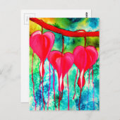 流血のハートの花のアート ポストカード (正面/裏面)