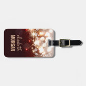 流行およびスタイリッシュな金ゴールドのグリッターの輝き ラゲッジタグ (正面横)