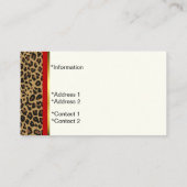 流行のジャガーのプリントの名刺 名刺 (裏面)