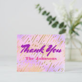 流行のピンクおよび紫色の金 サンキューカード (スタンド正面)