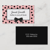 流行のピンクおよび黒い水玉模様のお母さんカード コーリングカード (正面/裏面)