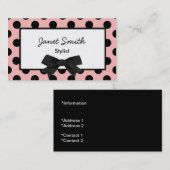 流行のピンクおよび黒い水玉模様の名刺 名刺 (正面/裏面)