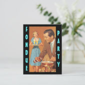 流行のレトロのフォンデュのパーティーのテーマの招待状 招待状 (スタンド正面)