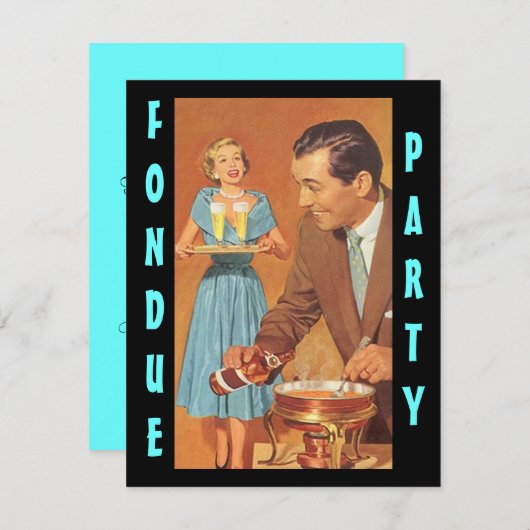 流行のレトロのフォンデュのパーティーのテーマの招待状 招待状 (正面/裏面)
