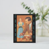 流行のレトロのフォンデュのパーティーのテーマの招待状 招待状 (スタンド正面)