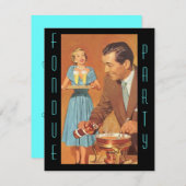流行のレトロのフォンデュのパーティーのテーマの招待状 招待状 (正面/裏面)