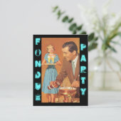 流行のレトロのフォンデュのパーティーのテーマの招待状 招待状 (スタンド正面)