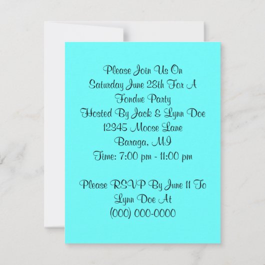 流行のレトロのフォンデュのパーティーのテーマの招待状 招待状 (裏面)