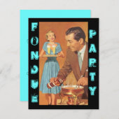 流行のレトロのフォンデュのパーティーのテーマの招待状 招待状 (正面/裏面)