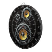 流行のレトロの木製の穀物のスピーカーのトリオ ダーツボード (正面右)