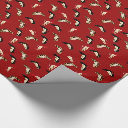 流行の小剣のハイヒールの赤い包装紙 ラッピングペーパー (角)