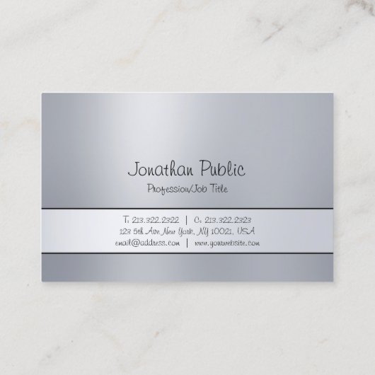 流行の手で描いた原稿の銀のモダンのシンプル 名刺 (裏面)